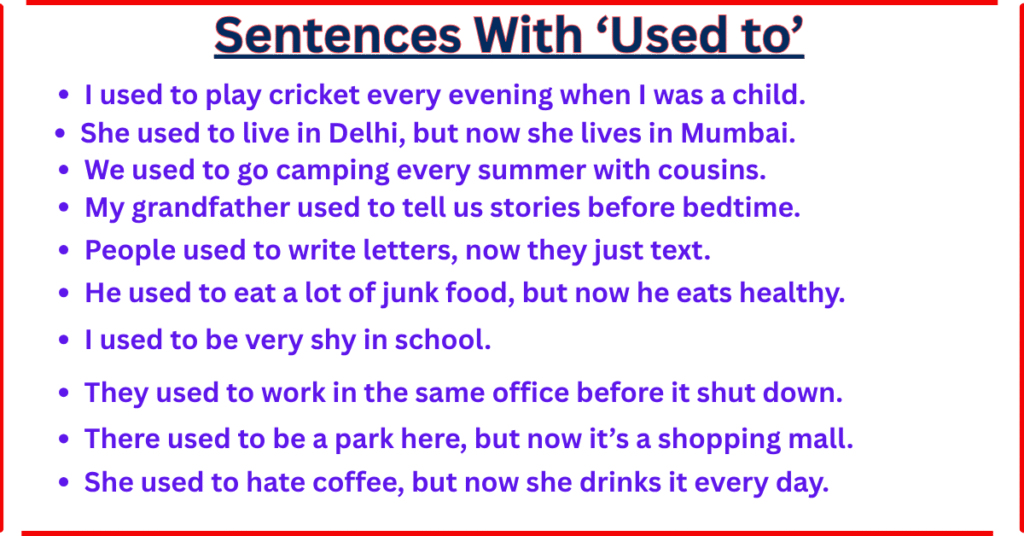 Sentences with 'used to'