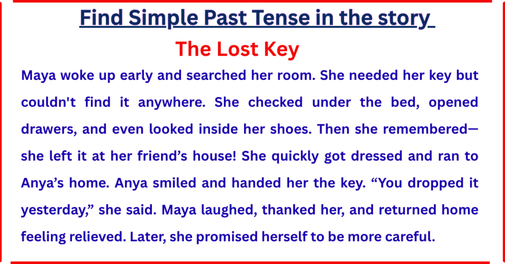 find simple past tense in the story