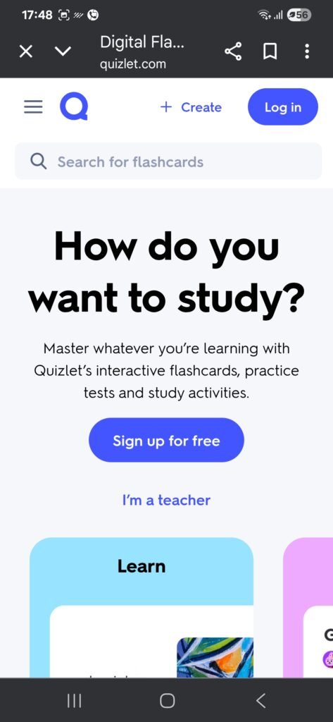 Quizlet App Interface