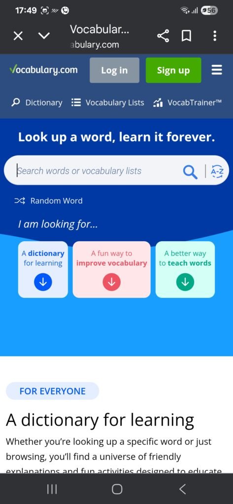 Vocabulary.com App Interface